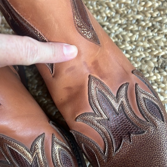 Liberty Black Women’s 9 Ankle Leather Boots Brown Metallic Copper Overlay - Picture 12 of 16